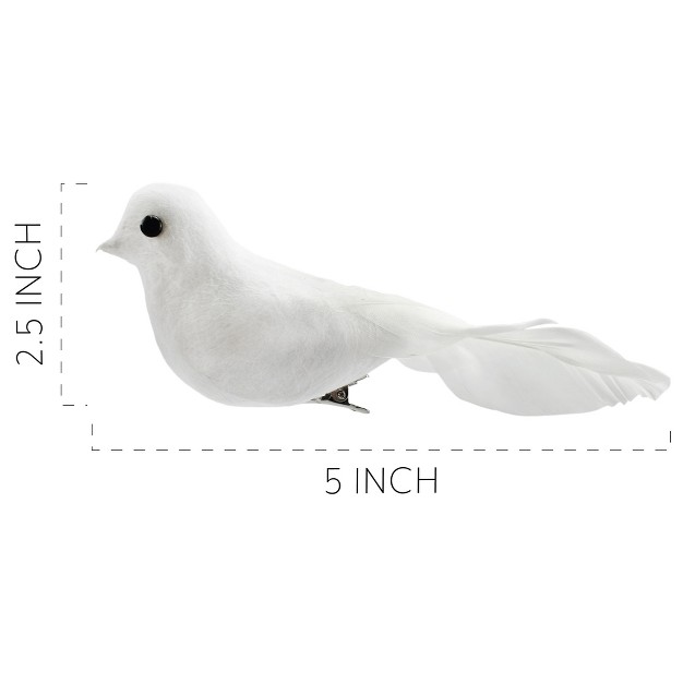 Cornucopia Brands Artificial White Doves 6pk Realistic Feathered Decorations For Christmas And Crafts