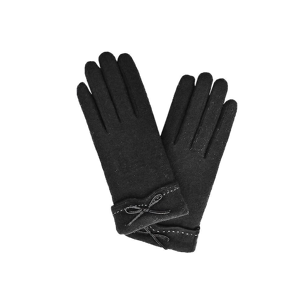 Woollen Gloves For Winter And Autumn Plush And Thick Gloves Warm Touch Screen Cashmere Gloves(black)