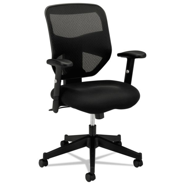 HON HVL531 Series High-Back Work Chair， Mesh Back， Padded Mesh Seat， Black