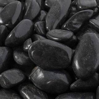 Rain Forest 0.4 cu. ft. 2 in. to 3 in. Black Super Polished Pebbles (30-Pack Pallet) RFBRPS3-30-P30