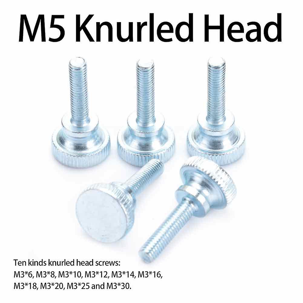 50 Pcs M5 Carbon Steel Step Hand Screw Flat Knurled Head Thumb Screws Bolts For Tv And Monitor Mount[m5*8]