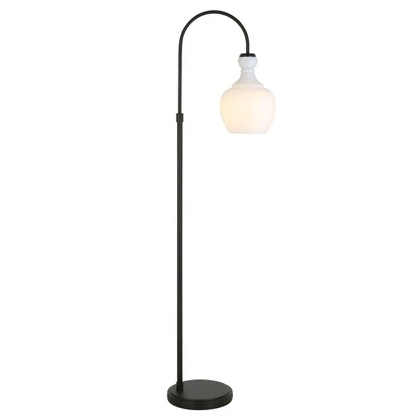 Verona Arc Floor Lamp with White Milk Glass Shade