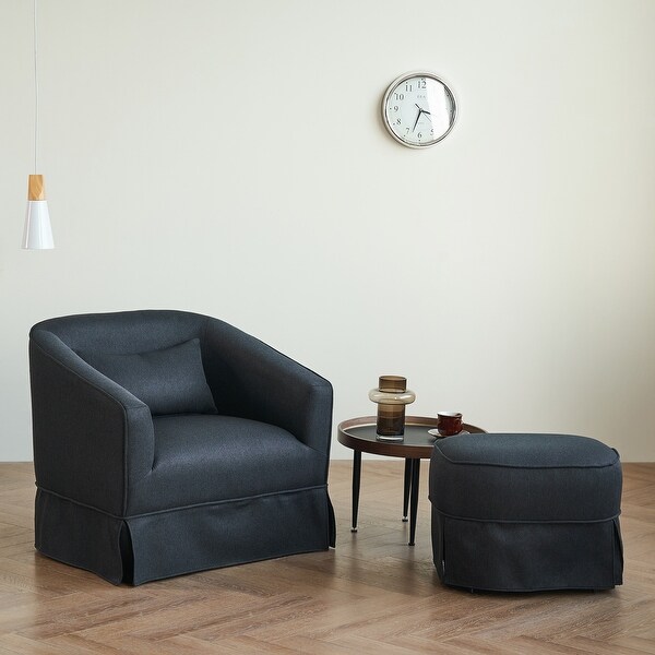 Swivel Barrel Chair With Ottoman，Swivel Accent Chairs Armchair for Living Room