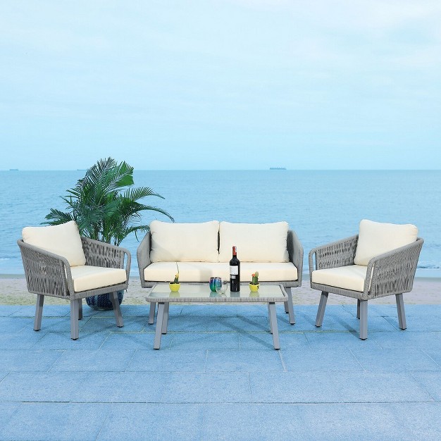 Kerson 4 Piece Rope Patio Outdoor Living Set Safavieh