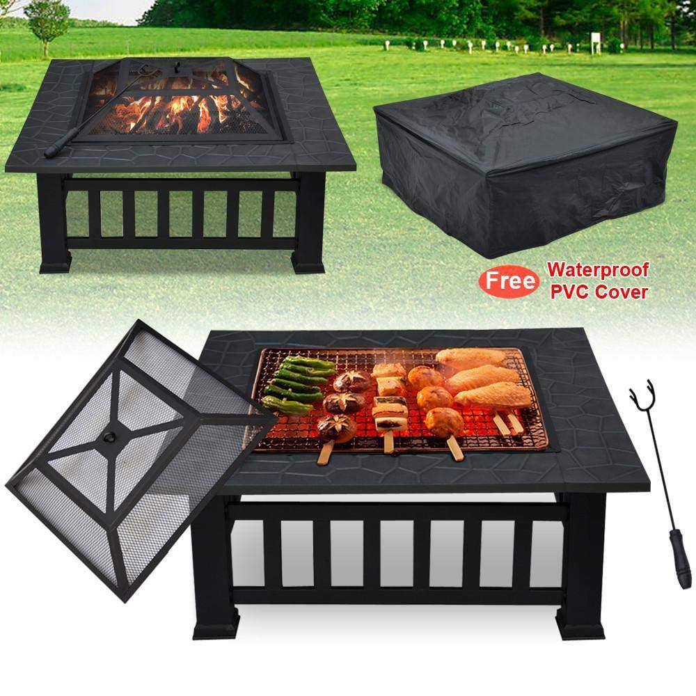 32 in. Charcoal Fire Pit with Cover in Antique Finish YC531-Y26