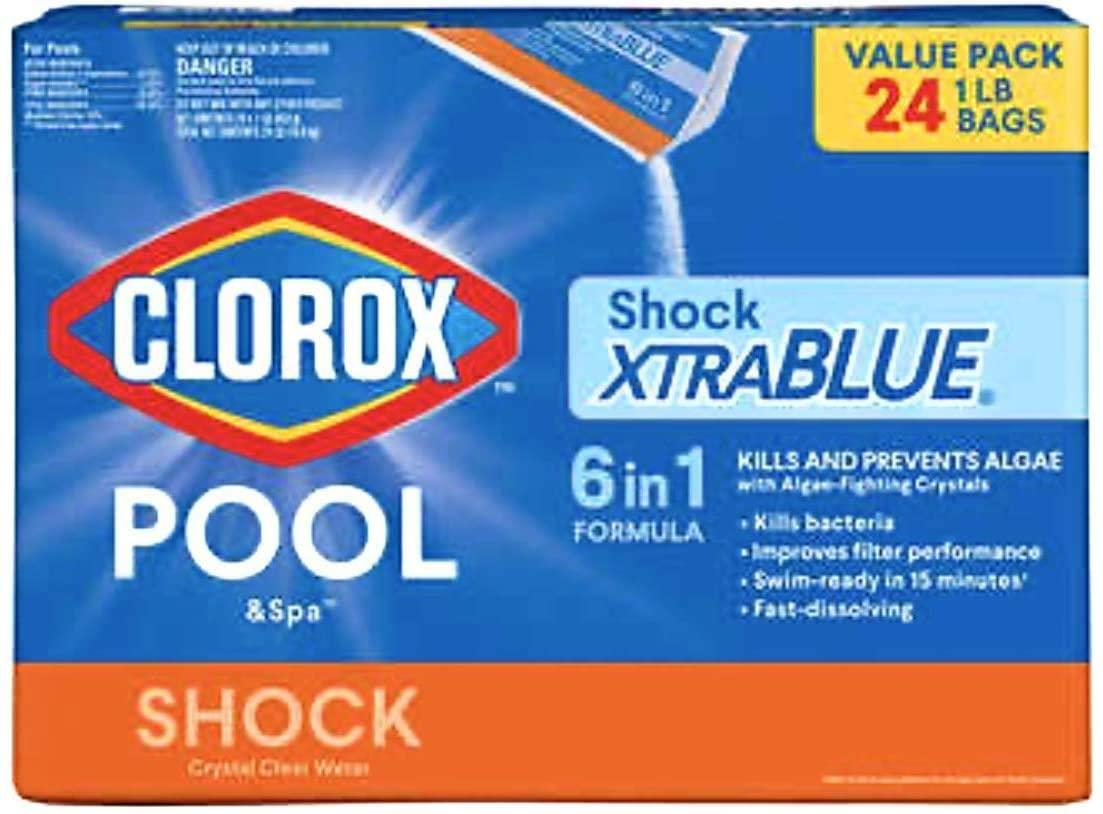 Pool Spa Hot Tub XtraBlue Shock Algaecide Treatment 1lb Bag Case 24 Pack