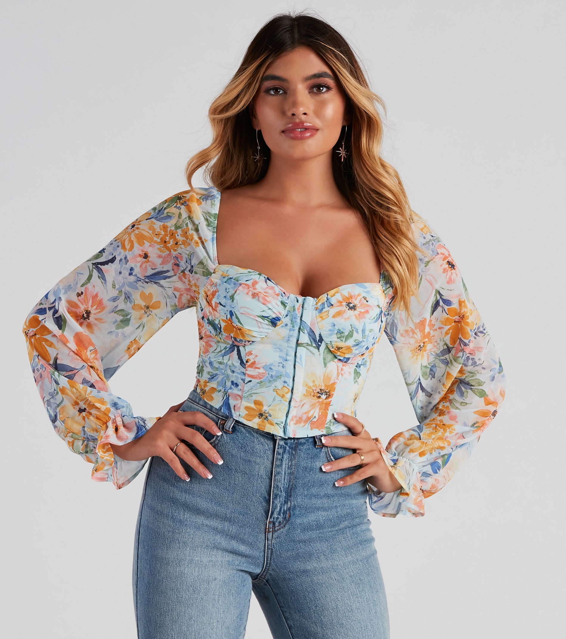 Tropic Ready Floral Chiffon Corset