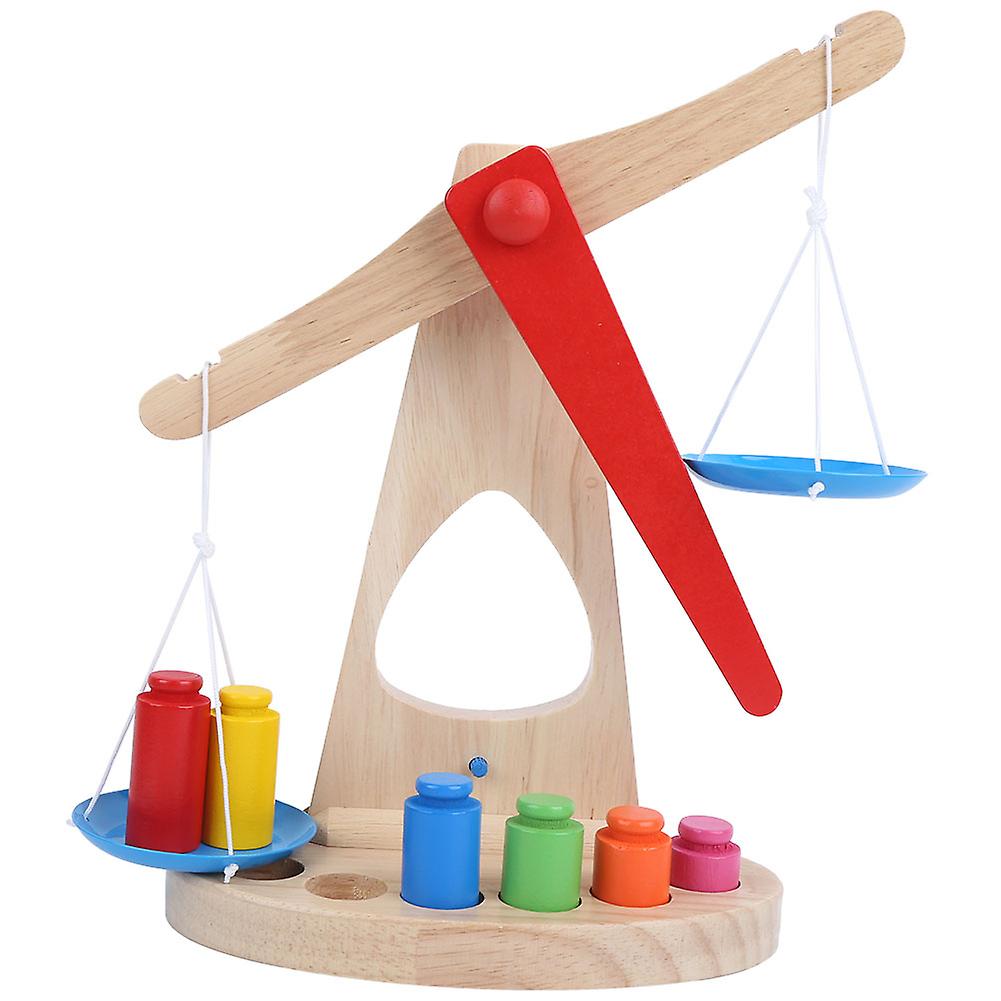 Wooden Balances Weighing Scale Educational Children Kid Kindergarten Math Teaching Toy