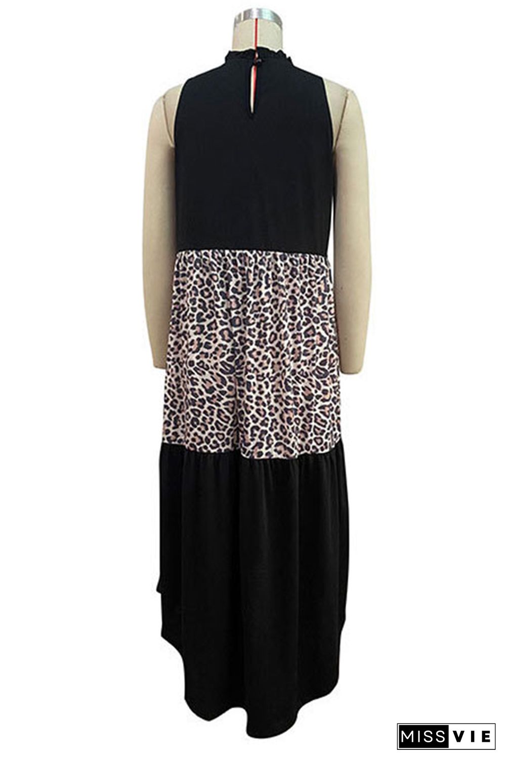 Leopard Patchwork Print Sleeveless Dress Wholesale