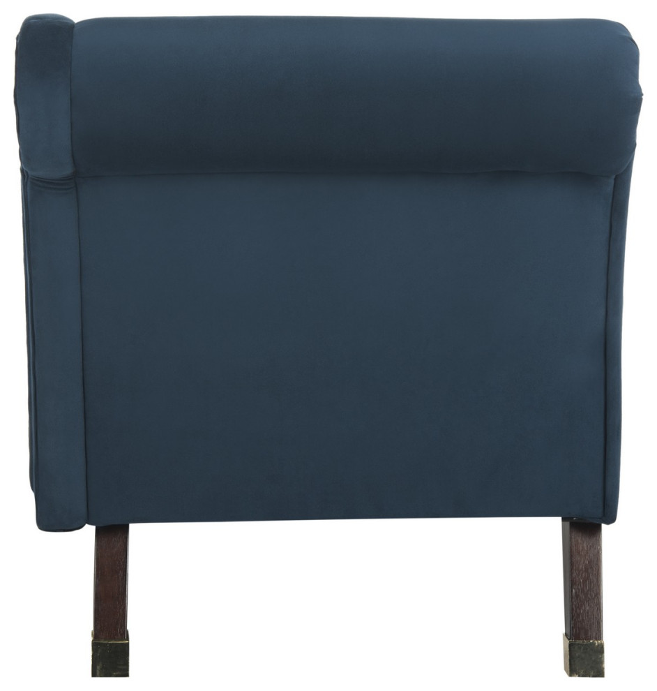 Karen Velvet Chaise W/ Pillow Navy   Transitional   Indoor Chaise Lounge Chairs   by Love Sofa  Houzz