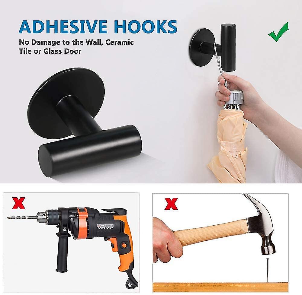 Wall Mounted Towel Hook Bathroom Towel Rack Hooks Blacktowel Rack Holder Storage 2 Pieces