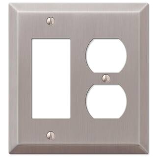 AMERELLE Metallic 2 Gang 1-Duplex and 1-Rocker Steel Wall Plate - Brushed Nickel 163RDBN