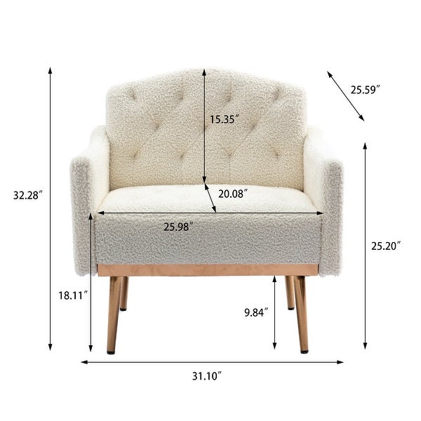 Teddy Fabric Accent Chair Leisure Single Sofa with Rose Golden Legs for Modern Living Room