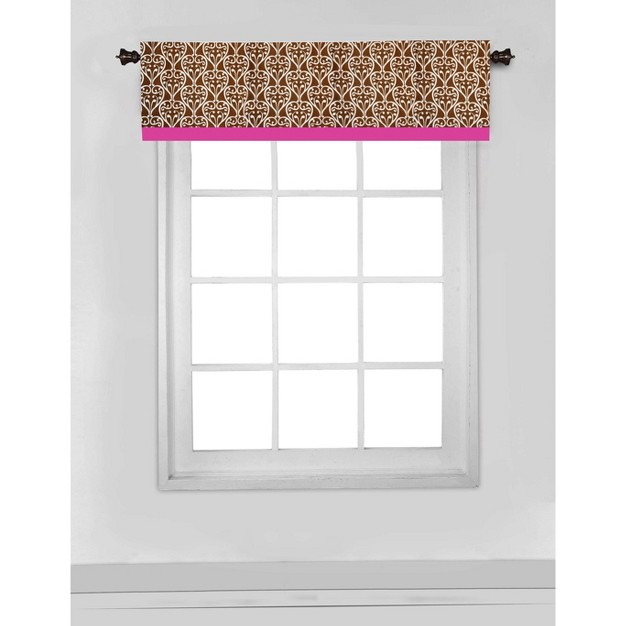 Bacati Damask Pink choc Window Valance