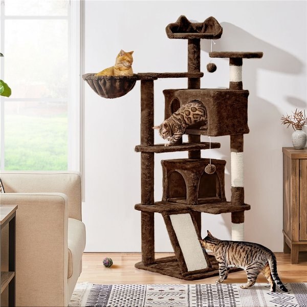 Yaheetech 57-in Plush Cat Tree and Condo