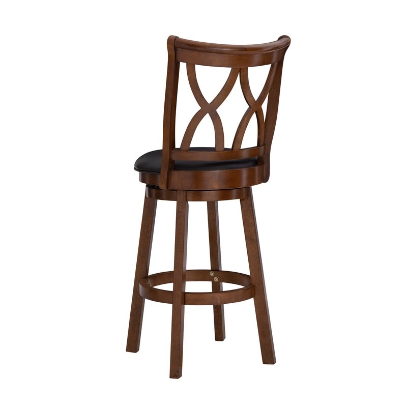 Carmen Big   Tall Rustic Oak Swivel Barstool with Faux Leather Seat