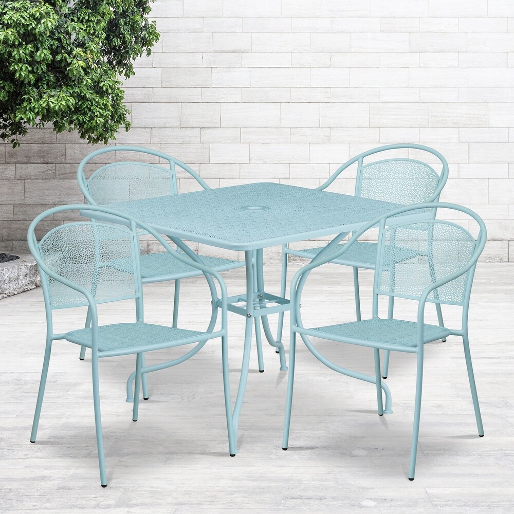 35.5 inch Square 5 piece Indoor/ Outdoor Steel Dining Set