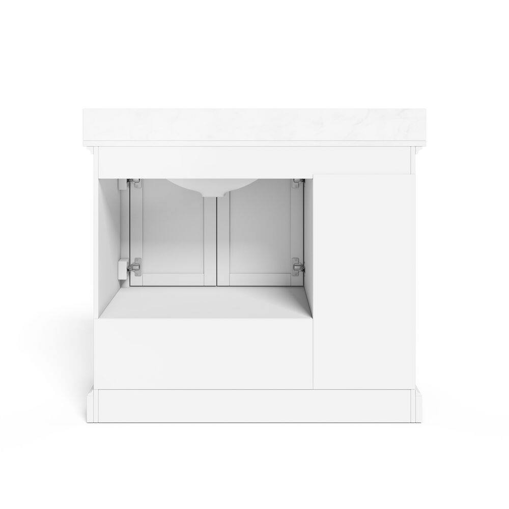 Home Decorators Collection Bluestern 42 in. W x 20 in. D x 34.5 in. H Bath Vanity in White with Lightly Veined Engineered Stone Top HDTD42VW