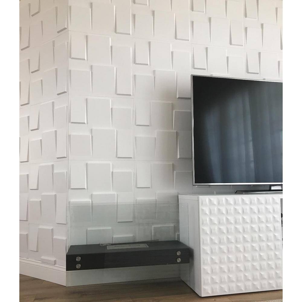 Art3d 19.7 in. x 19.7 in. White PVC 3D Wall Panels Decorative Wall Design (12-Pack) A10020