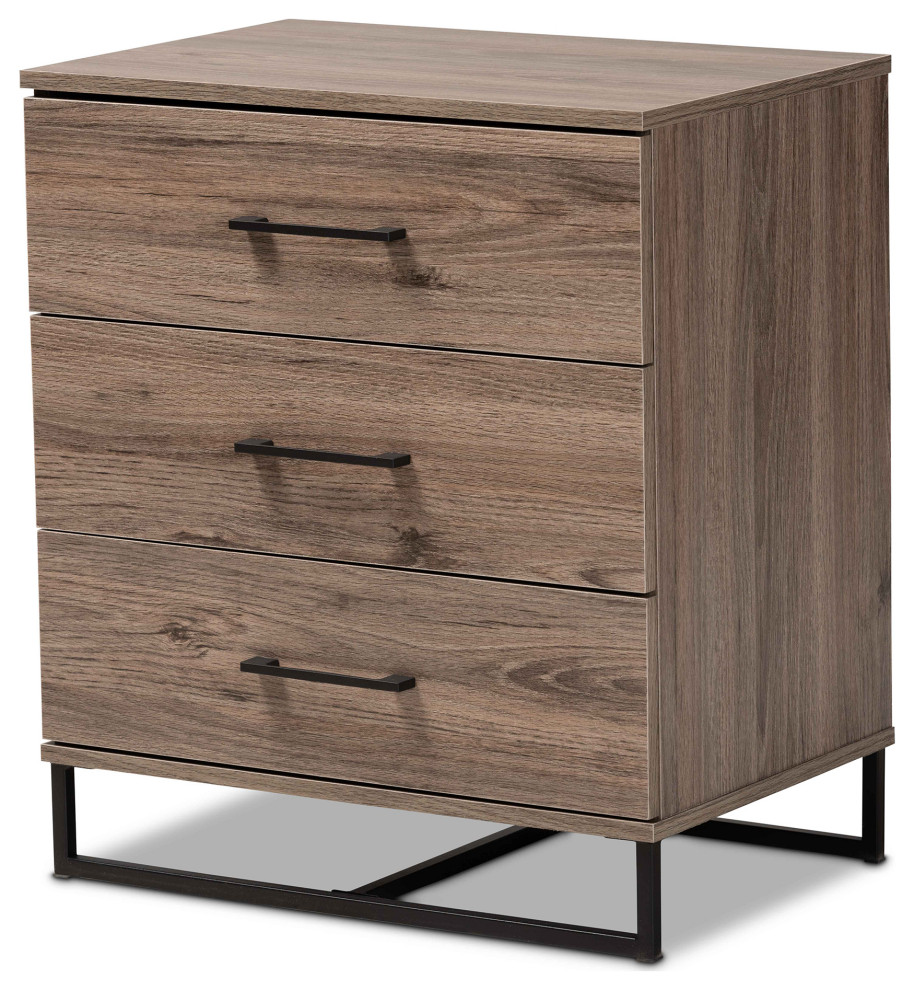 Daxton Modern and Contemporary Rustic Oak Finished Wood 3 Drawer Storage Chest   Transitional   Accent Chests And Cabinets   by GwG Outlet  Houzz