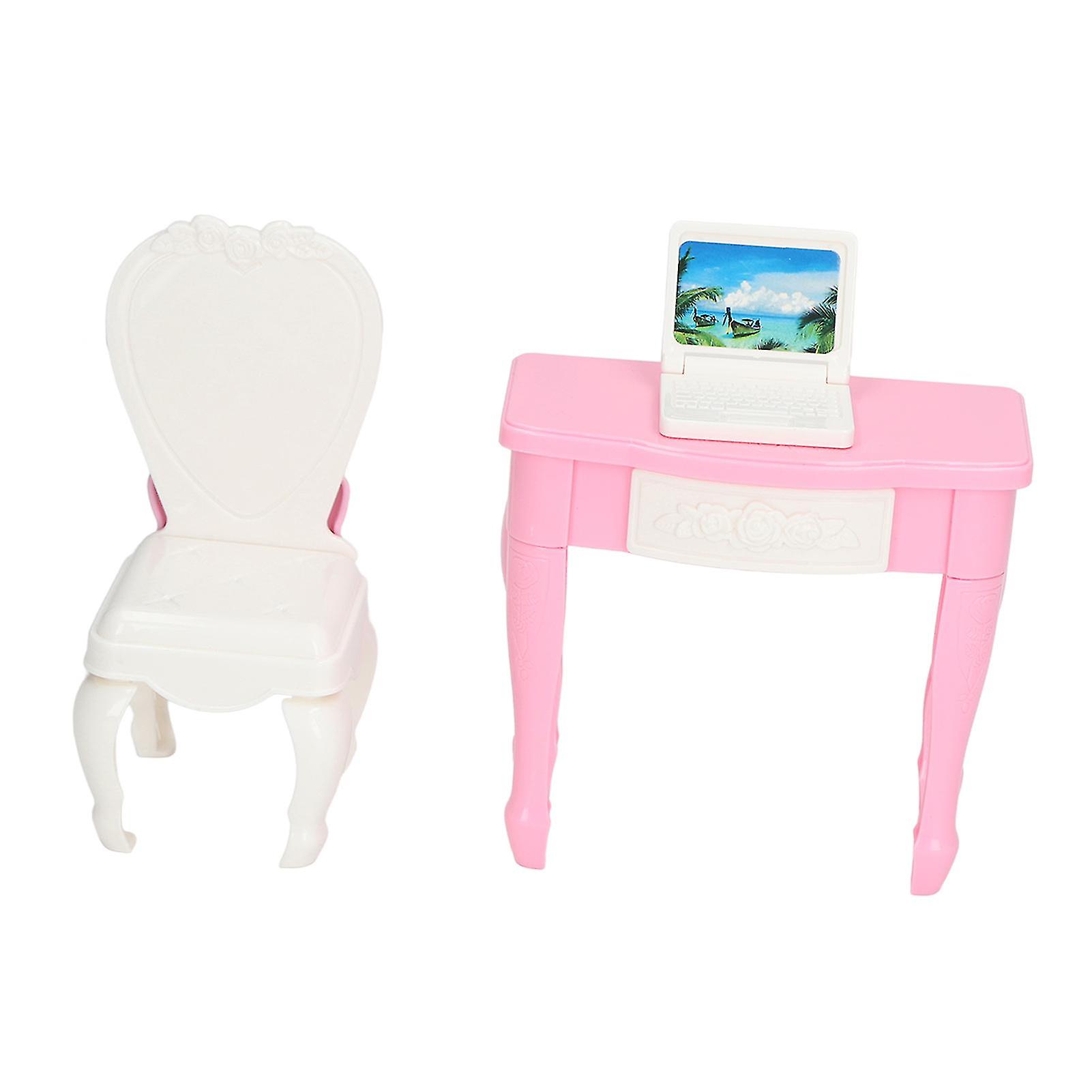 1:12 Scale Dollhouse Laptop Table Chair Furniture Mini Accessory Dollhouse Notebook Desk Chair Set