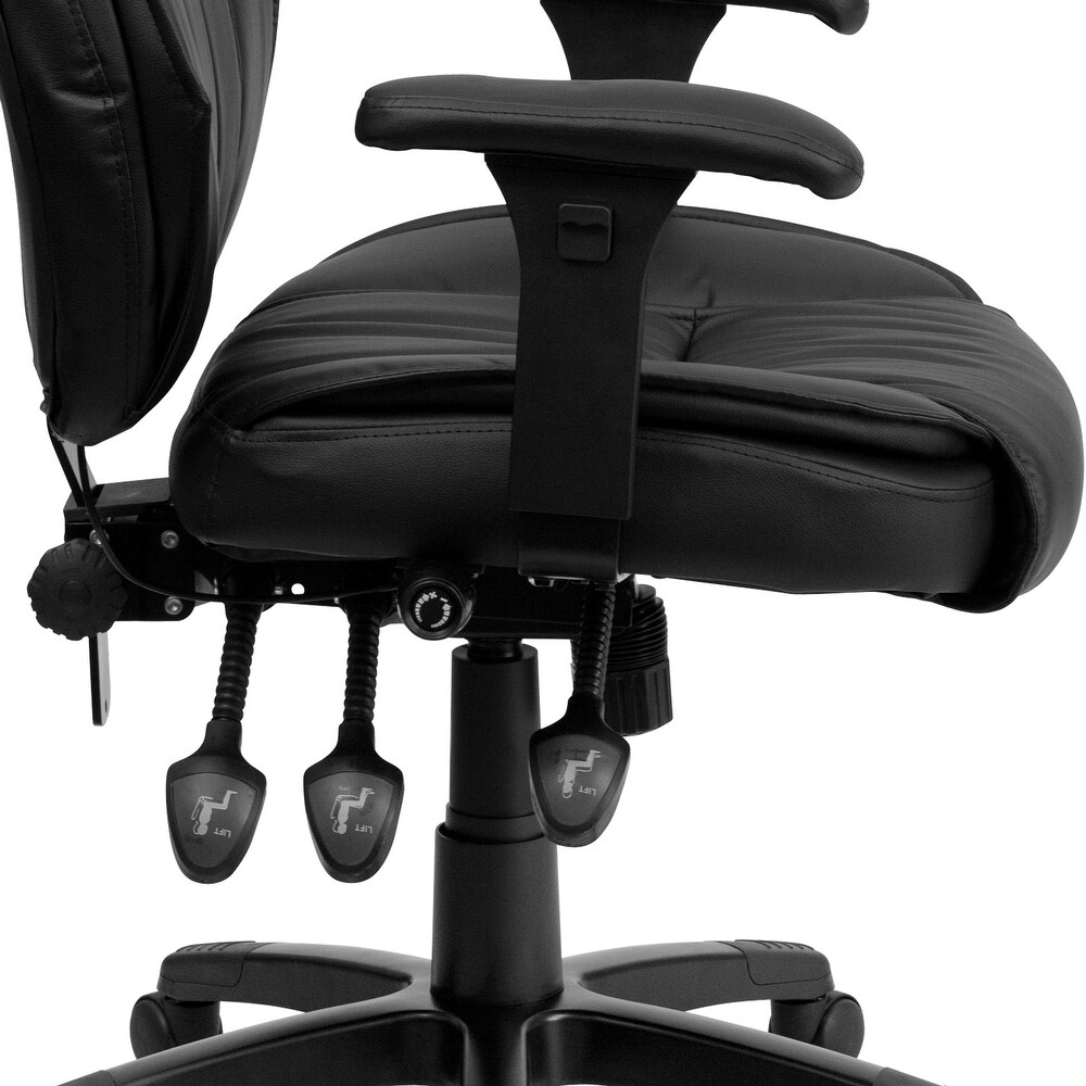 High Back LeatherSoft Multifunction Executive Chair w/Lumbar Support Knob