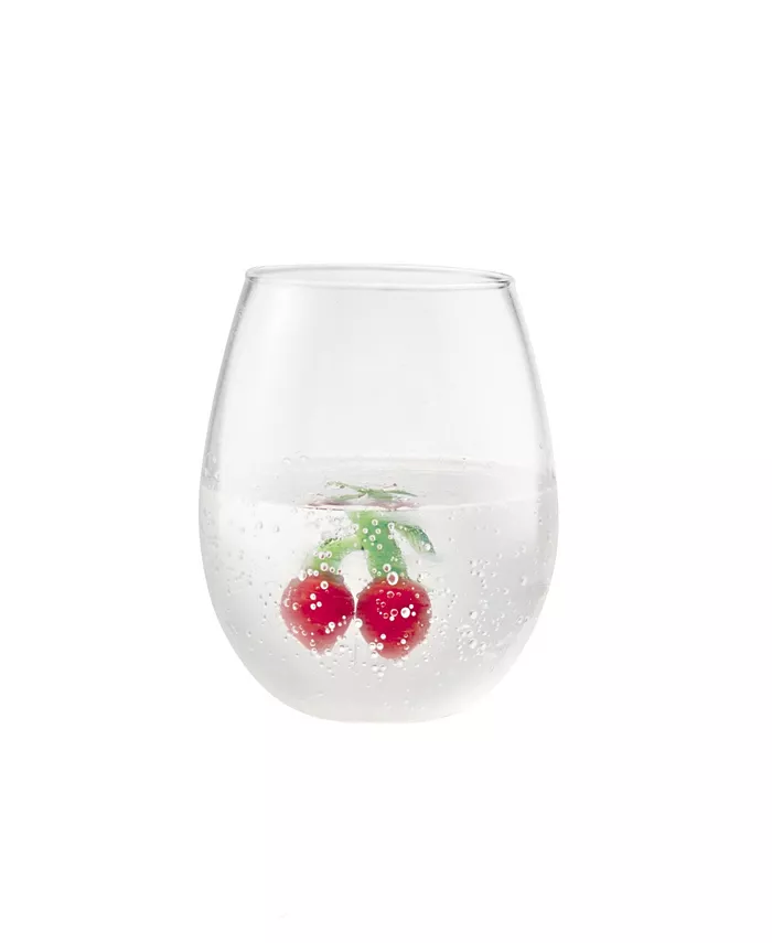 Qualia Glass Strawberry 22 oz Stemless Wine Glasses Set of 2