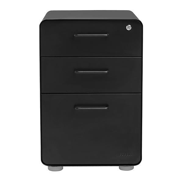 Poppin Matte Black 3Drawer Stow Locking Filing Cabinet