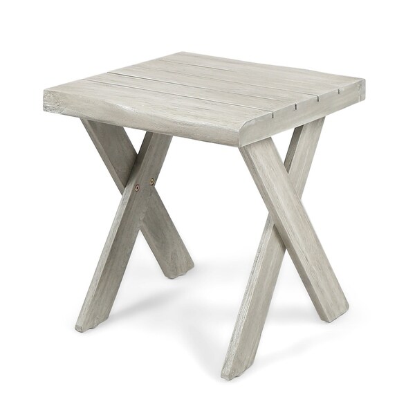 Patio Side Table With A Classic Cross Base