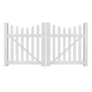 Weatherables Ellington 10 ft. W x 4 ft. H White Vinyl Picket Fence Double Gate Kit Includes Gate Hardware DWPI-3SC-4x60