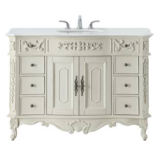 Home Decorators Collection Winslow 48 in. W x 22 in. D Bath Vanity in Antique White with Vanity Top in White Marble with White Basin BF-27003-AW