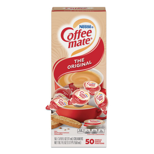 Coffee-mate Liquid Coffee Creamer， Original， 0.38 oz Mini Cups， 50/Box (35110BX)