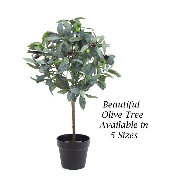 The Mod Greenhouse Faux Green Olive Tree in a Black Matte Planter Pot