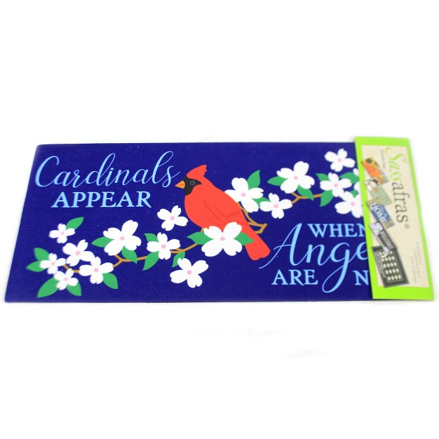 Evergreen Cardinals Appear Insert Mat One Mat 25 Inches Door Step Red Bird Angel 431628 Rubber Blue