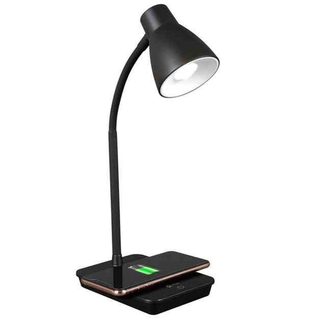 Wellness Series Infuse Table Lamp With Wireless Charging includes Led Light Bulb Black Ottlite