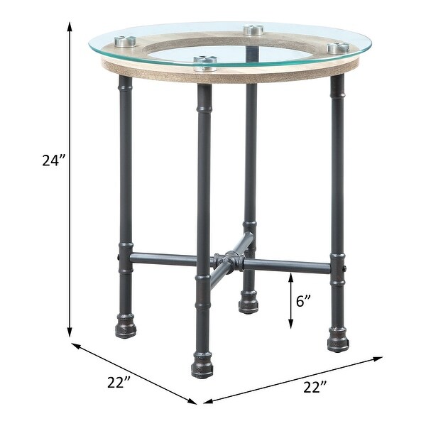 ACME Brantley Round End Table in Clear and Sandy Gray