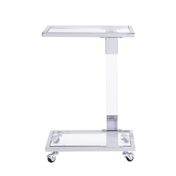 Sofa Table，Glass Top C Shape Square Table