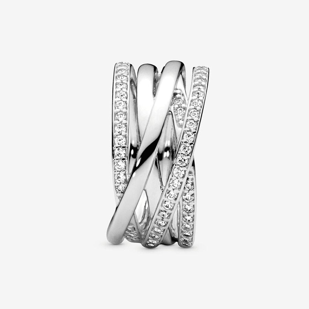 PANDORA  Sparkling & Polished Lines Ring