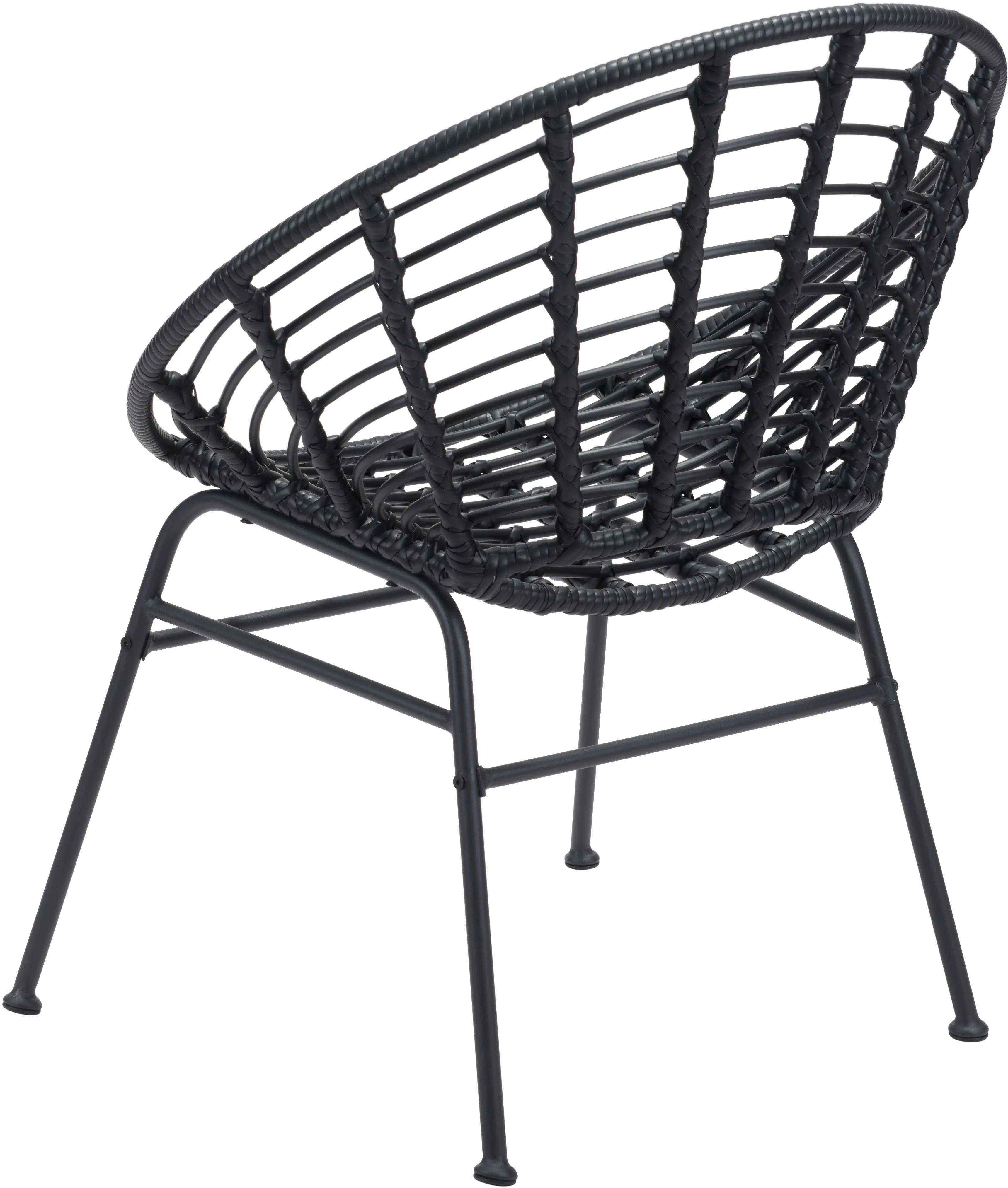 Pair of Black Modern Patio Dining Chairs - Cohen