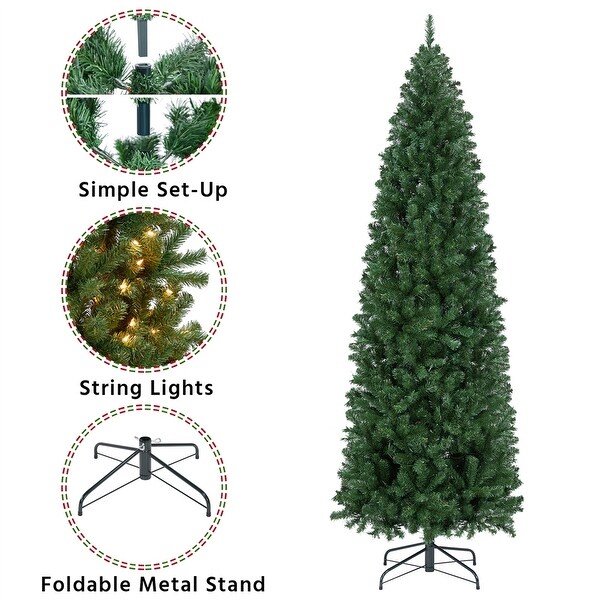 Yaheetech Prelit Artificial Christmas Tree Slim Tree Hinged Spruce