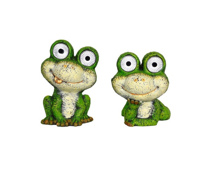 Alpine Solar Green Frog LED Statue - QWR1012AHH