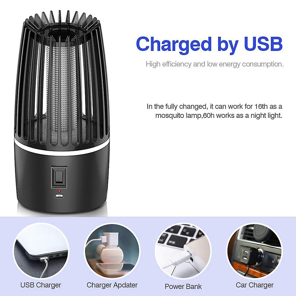 Uv Electric Usb Rechargeable 2-in-1 Mosquito Trap Zapper Lamp Night Light With 4000mah Battery