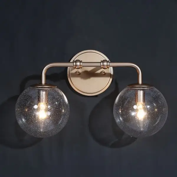 Koini Modern Glam Gold Bathroom Vanity Lights Seeded Glass Globe Wall Sconces