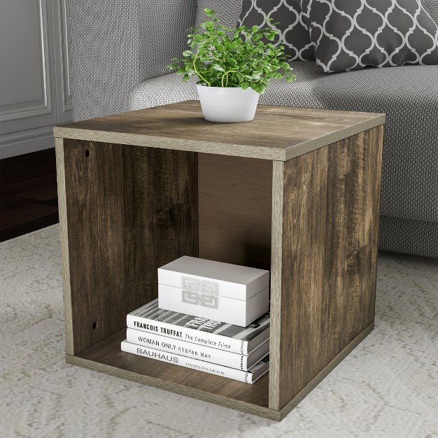 End Table Stackable Contemporary Minimalist Modular Cube Accent Table Or Shadowbox For Living Room Or Office By Hastings Home gray