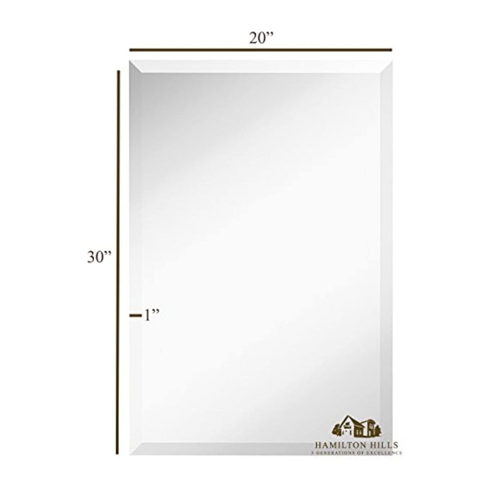 Large Simple Rectangular Streamlined 1 Inch Beveled Wall Mirror Premium Silver (20