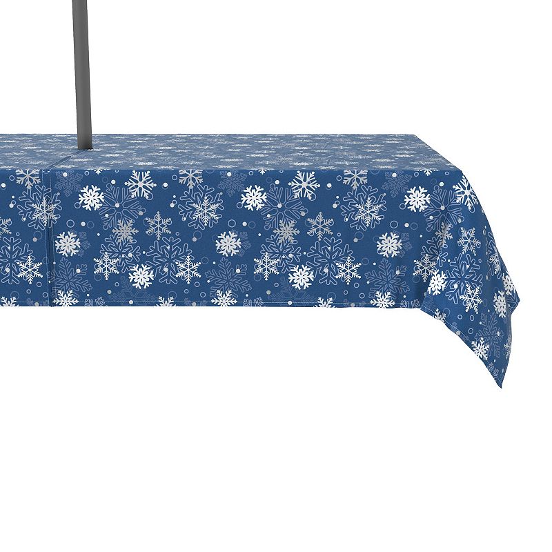 Water Repellent， Outdoor， 100% Polyester， 60x120， Winter Blue Snowflakes