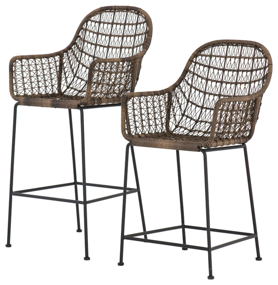 Bandera Distressed Grey Finish Counter Stool   Tropical   Outdoor Bar Stools And Counter Stools   by Zin Home  Houzz