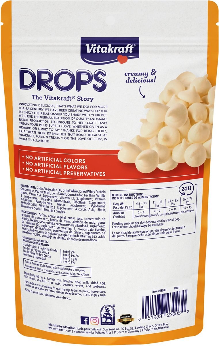 Vitakraft Drops Bite-Sized Peanut Training Small DogTreats， 8.8-oz bag