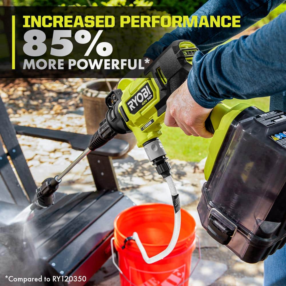 RYOBI 40V HP Brushless EZClean 600 PSI 0.7 GPM Cordless Battery Cold Water Power Cleaner with 2.0 Ah Battery and Charger RY124052K