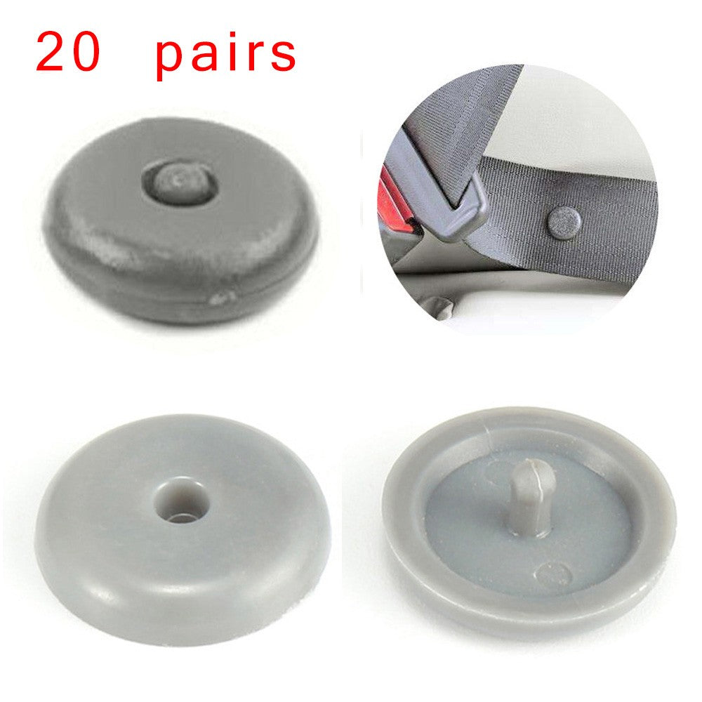 20 Pairs Seat Belt Button Buckle Stop - Universal Fit Stopper Kit Gray